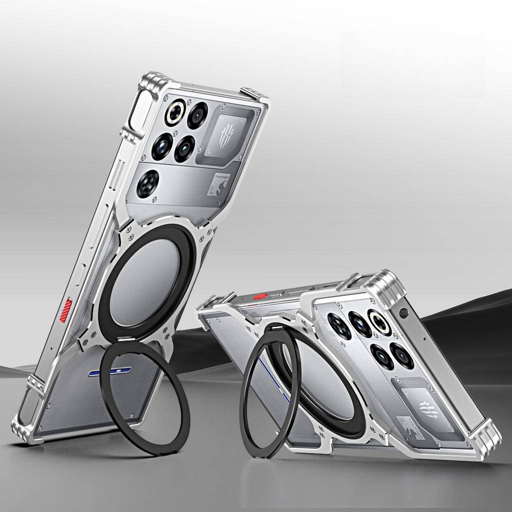 Phone Cases Nubia,Borderless Shockproof Case with Mechanical Arm, Metal Heat Dissipation, Magnetic Kickstand