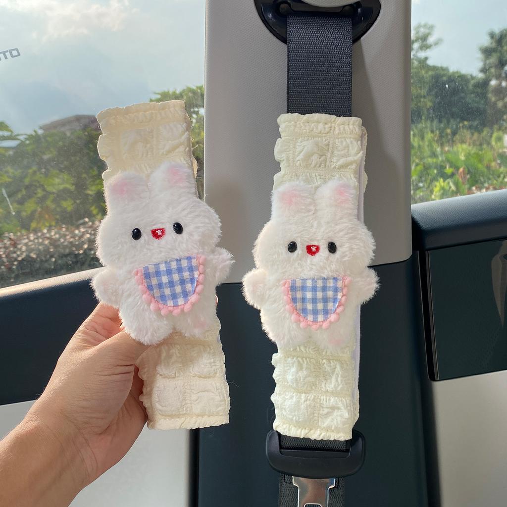 Apron Rabbit Series Car Interior Tissue Box, Car Seat Belt Shoulder Protection, Soft And Comfortable Car Storage Decoration