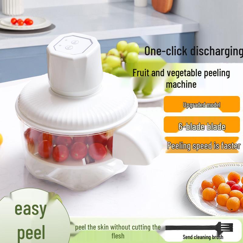 Electric 6-Blade Peeler for Home & Commercial Use: Ideal for Fruits, Vegetables, Grapes in Milk Tea & Fruit Shops bianco sporco