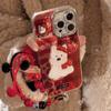Red Checkered West Highland Suitable for 16promax Mobile Phone Case Apple IPhone 16 Three Dimensional Cartoon 13 Hanging Chain 14 Hard