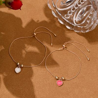 Elegant Heart Pendant Bracelet - Imitation Mother of Pearl, Simple & Versatile Design, Perfect Student Gift for Best Friend.