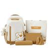 Five-Piece Backpack Set Women's Bear Printed Backpack Student Color Contrast Schoolbag