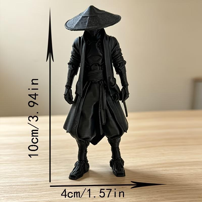 Black Samurai Figurine Exquisite 3D Printed Sculpture Unique Gift for Men Home Office Desktop Decor