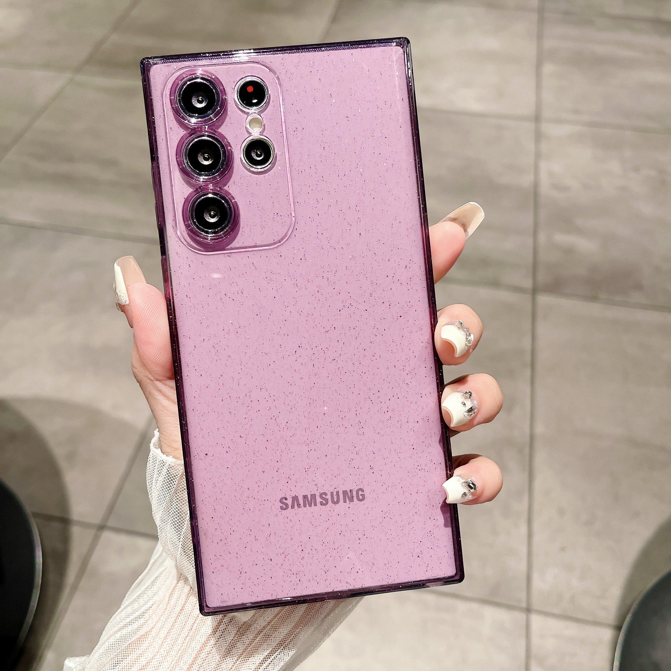 

Силіконовий чохол для телефону з кольоровим блискучим порошком для Samsung S25 Ultra S24 S23 S22 Plus S21 S20 FE A55 A35 A54 Ударостійкий м’який тонкий чохол із ТПУ Samsung S25 фіолетовий