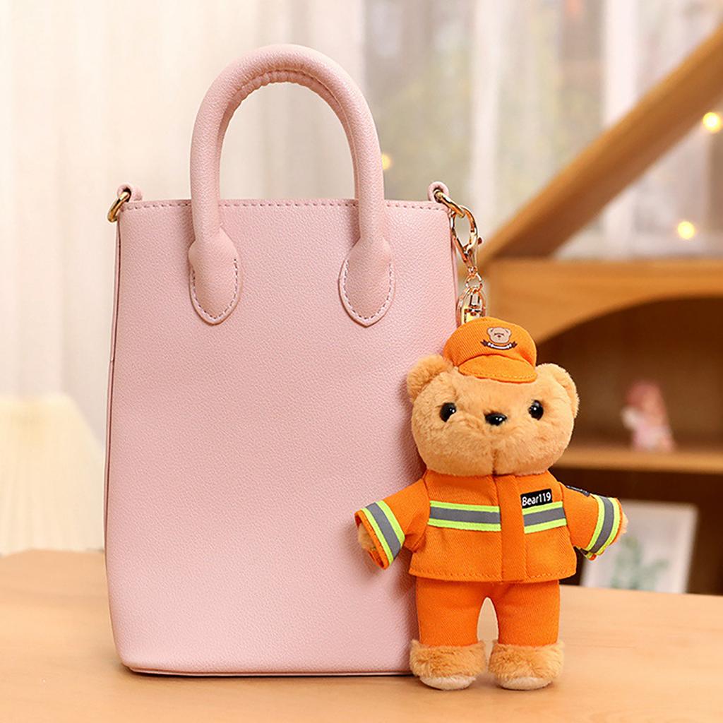 Cute Police Bear Keychain Charm Unique Police Bear Key Chain Soft Plush Keyrings Bag Decoration for Everyday Use