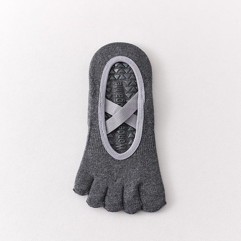 Female Summer Professional Indoor Fitness Exercise Yoga Pilates Cotton Non Slip Shock Absorption Five Finger Socks