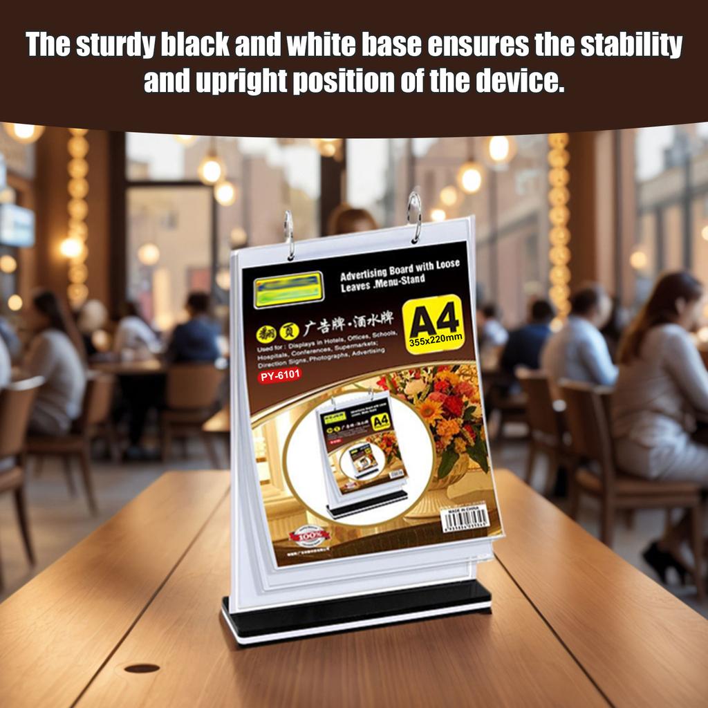 2pcs Menu Display Stand A4 Table Menu Stand Acrylic Desktop Double Display Holder for Picture Card Store Office Menu Retail Show