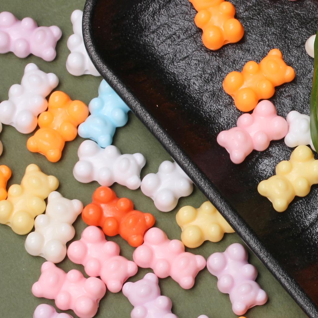 Solid Color Fashion Jewelry Accessories 25Pcs Loose Beads Bracelet Mobile Phone Chain Materials Making Earring DIY Bear 11*18mm