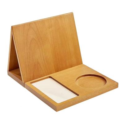 ABWR-Wooden Book Holder Wooden Triangular Book Holder Tabletop Coffee Tea Stand For Book Lovers Bedroom Table Decor