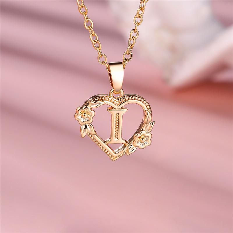 Cute Female A-Z Letter Pendant Necklace Yellow Gold Color Wedding Jewelry Gift For Women