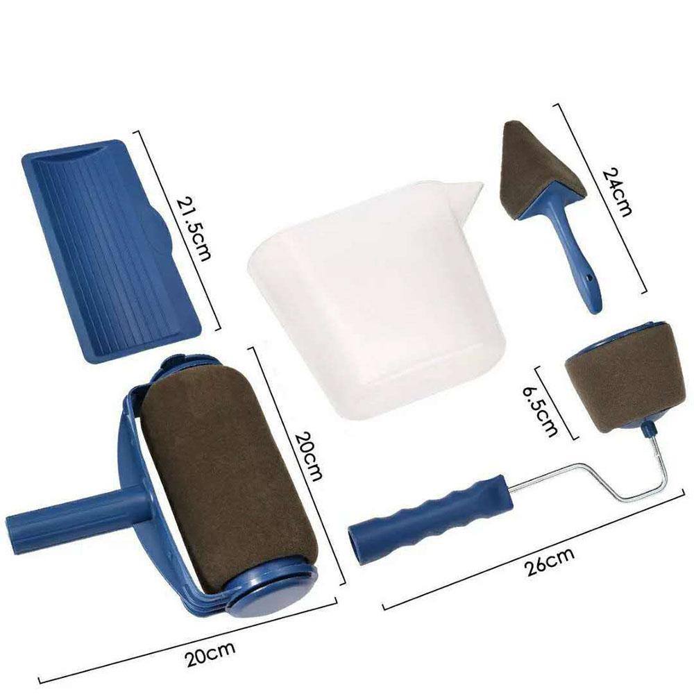 

5PCS Paint Runner Pro Roller Brush Handle Tool Flocked Edger Office Room Wall Painting Home Garden Tool Roller Paint Brush Set