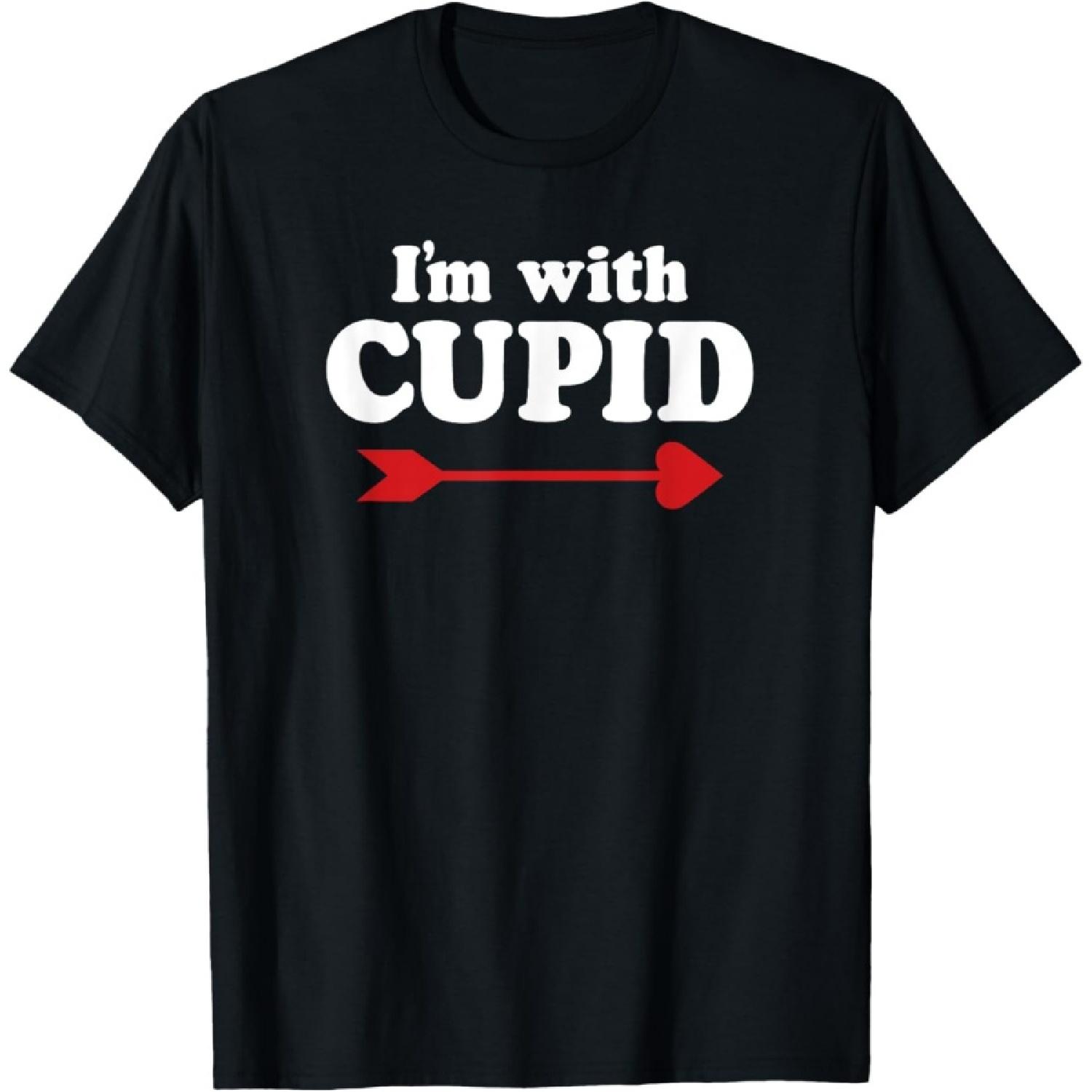 Trendy Valentine s Day I m With Cupid Arrow T-Shirt S