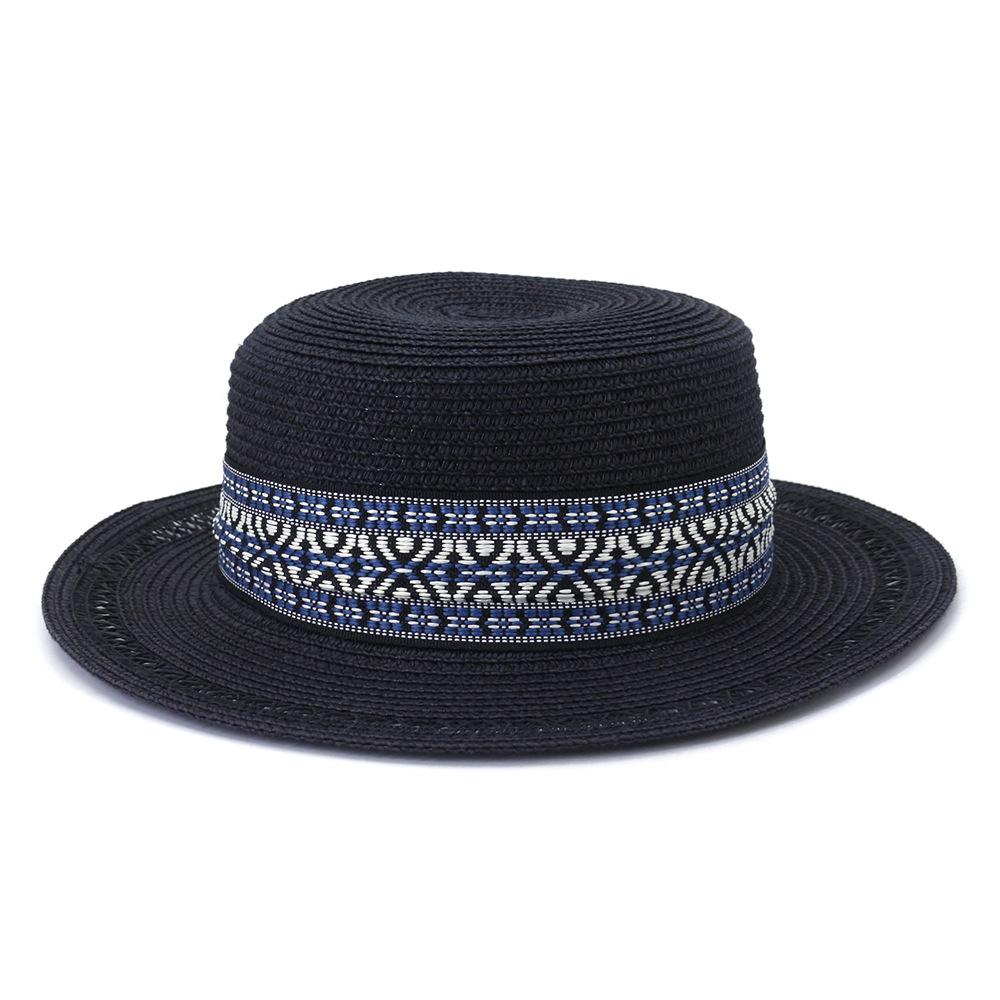 New Summer Panama Straw Sun Hats for Women Men's Fashion Flat Brim Ribbon Beach Hat Travel Cap Chapeau Femme Bohemia Elegant Hat