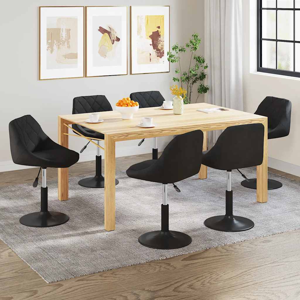 Dining Room Chairs 6 Pcs Swivel Black Velvet
