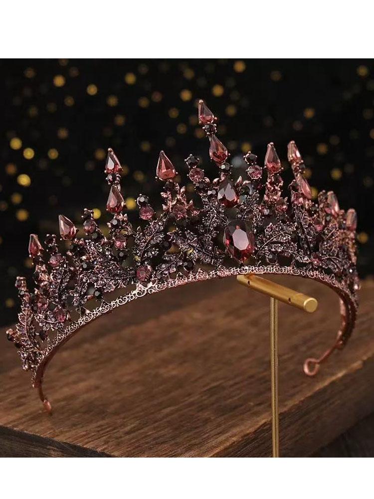 1 Baroque Style Bridal Crown, Luxurious Crystal Decorated Princess Headpiece, Alloy Material, Suitable for Women, Wedding Veil H