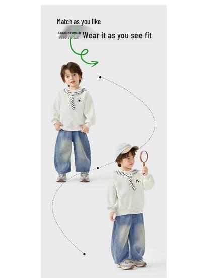 Right European Style Boys' Fake Two-Piece College Hoodie - 2026 Spring/Autumn Trendy Kids Clothing