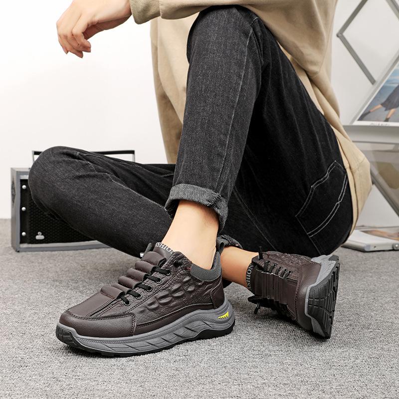 Single cotton thick-soled men's cotton shoes of the same style  winter new leisure sports men's piled thickened high-top snow boots