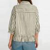 Women's Casual Loose Button-Up Seven-Sleeve Striped Shirt Top