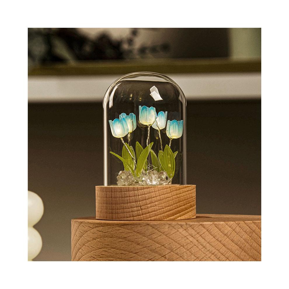 Tulpen Nachtlicht Handgemacht DIY Zimmer Schreibtischlampe-Blau
