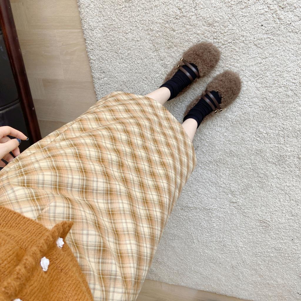 2025 autumn and winter new square-headed mink fluffy warm color matching thick-soled ballet beanie women's single shoes flat-soled