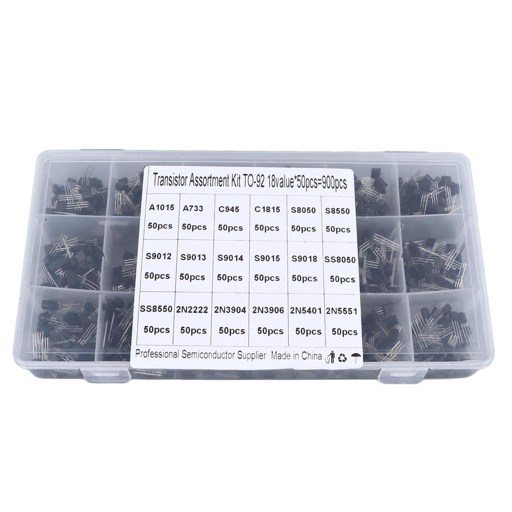 900Pcs Transistor 18 Types Diode Triode Semiconductor Switch Low Power Assortment Set Kit