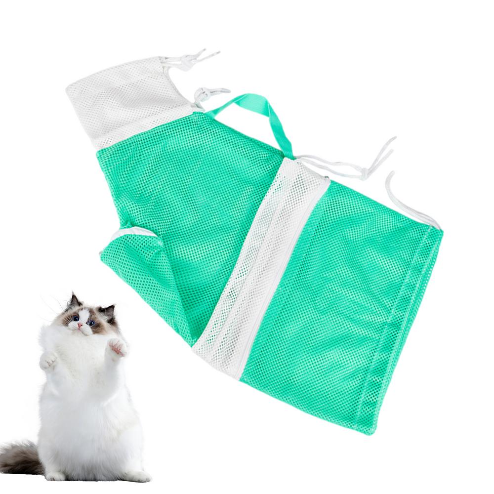 Cats Shower Net Bag Breathable Anti Scratch Cat Bathing Bag Loose And Removable Pet Grooming Bath Bag For Bathing Daily Clean
