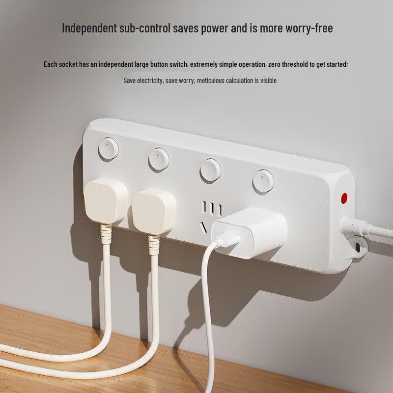 Jinghong 3-Outlet Power Strip with Independent Switches