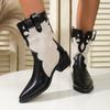Womens French Fashion Hundred Soft Stretch Comfort Ankle Boots Shock Absorbing Anti Slip Casual Sports Martin Boots Cowboy Boots