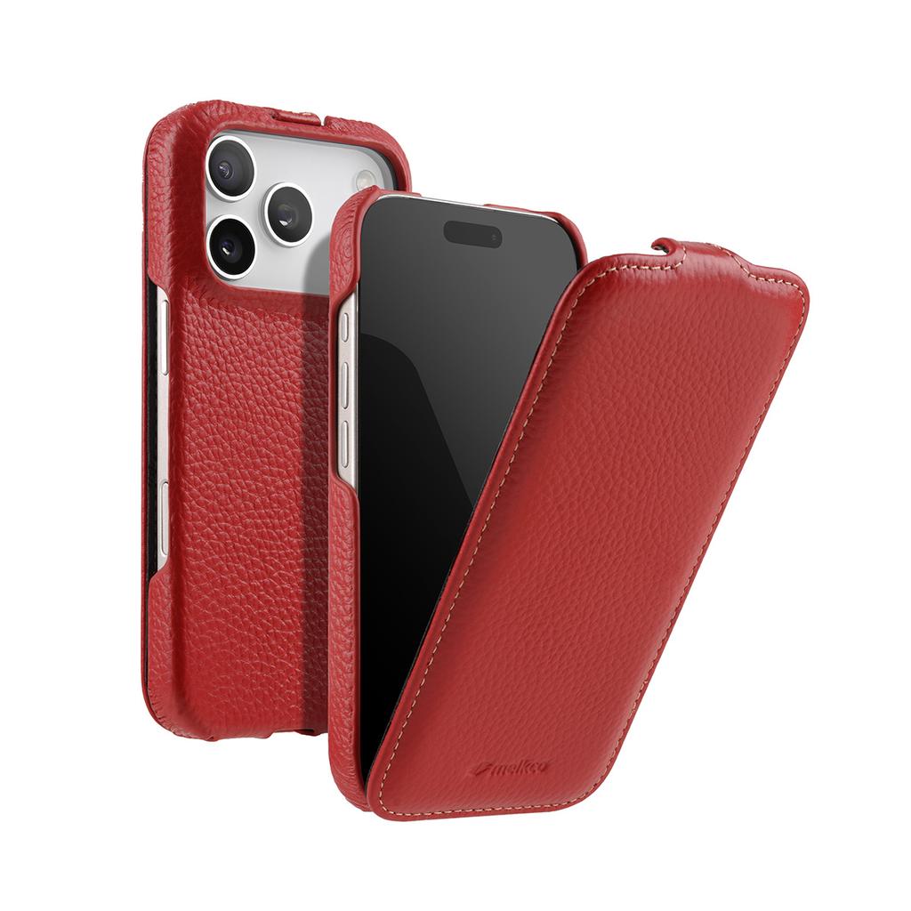 Melkco Magnetic Charging Phone Case for iPhone 17 Pro Max 17 Air 16 Plus 16e First Layer Cowhide Genuine Leather Flip Cover