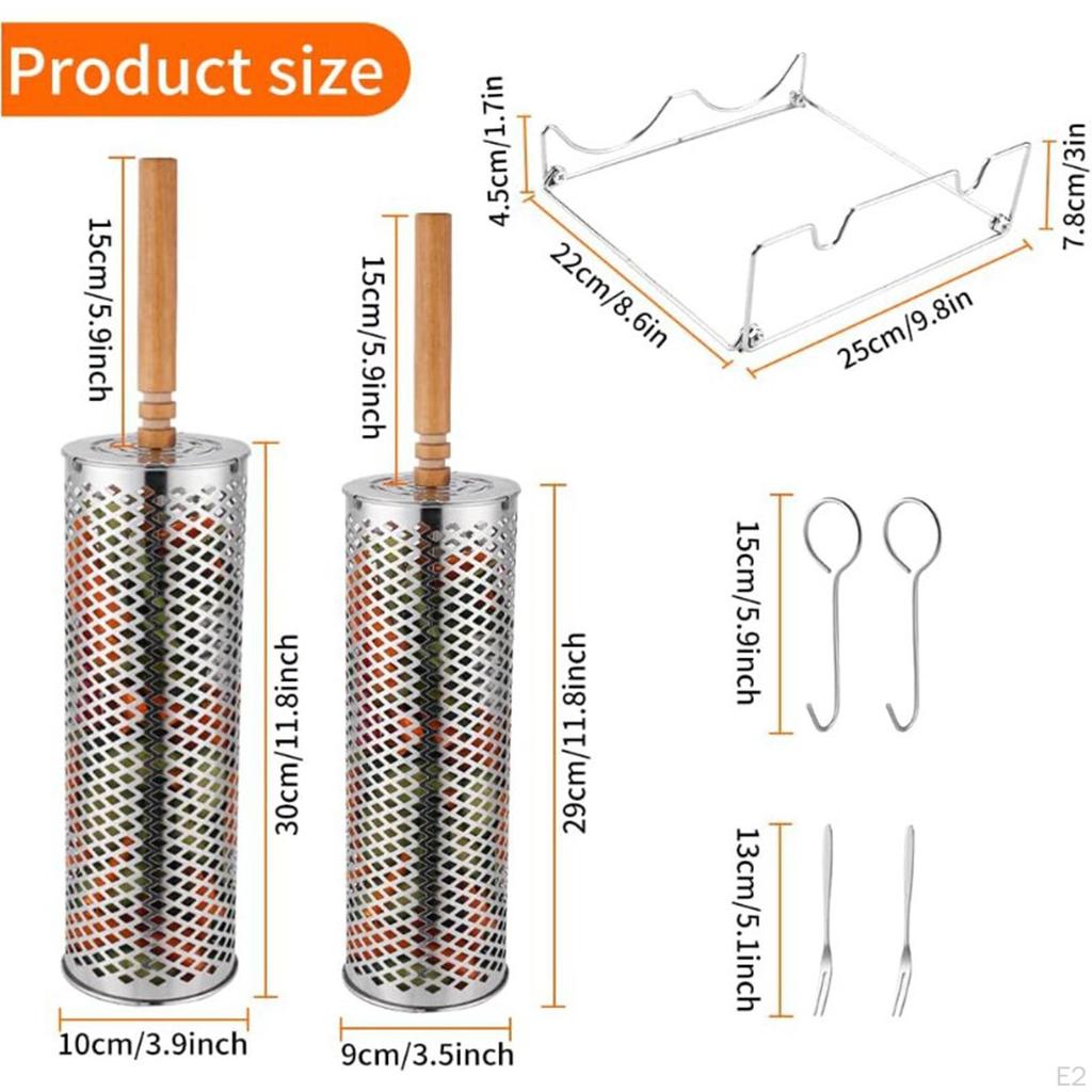 2Pcs Roll Grillen Körbe BBQ Korb Käfig Edelstahl für Outdoor Grill Zubehör