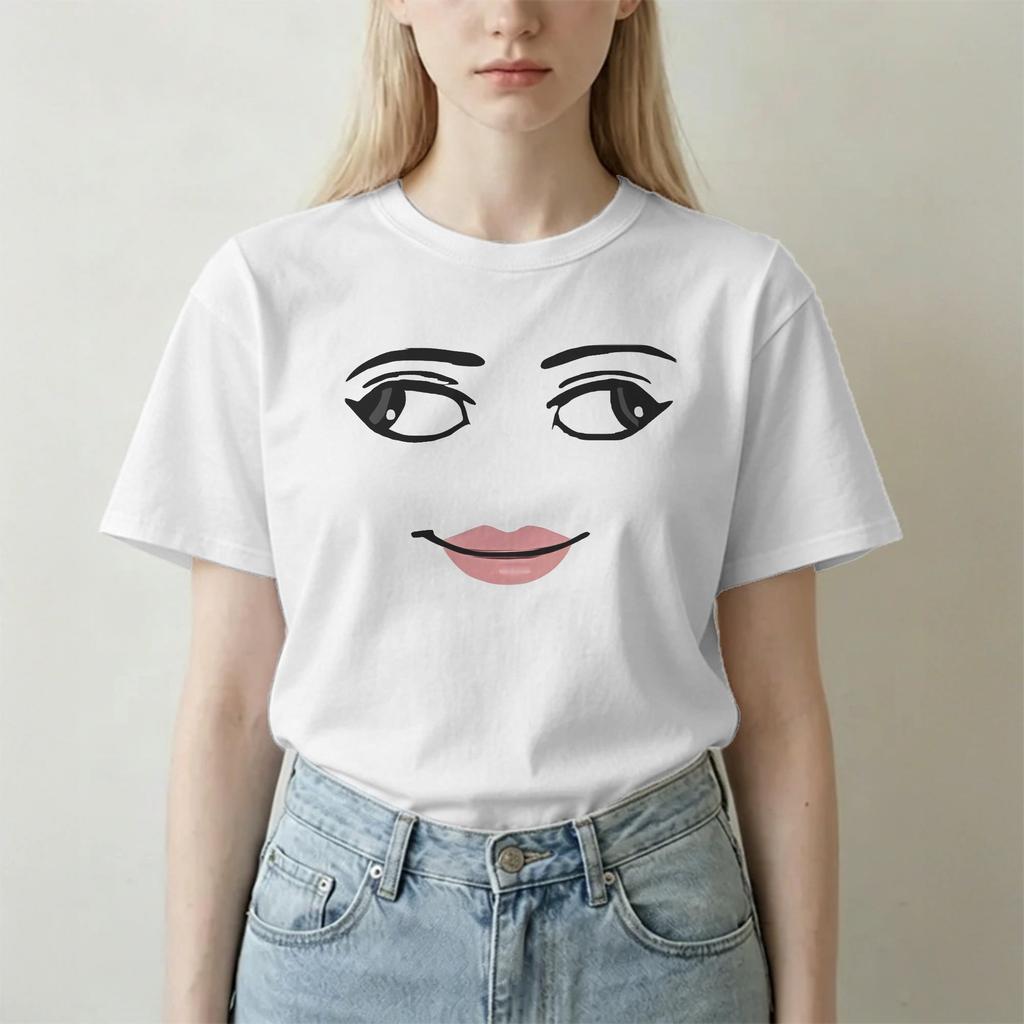 Novelty Funny Girl Robot Face Meme Tshirts For Unisex Unisex O Neck Pure Cotton T Shirts Short Sleeve Tees Plus Size Clothing