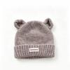 Warm Lining Bear Ear Baby Hat Solid Color Kids Winter Hat Cute Cartoon Baby Cap  Winter