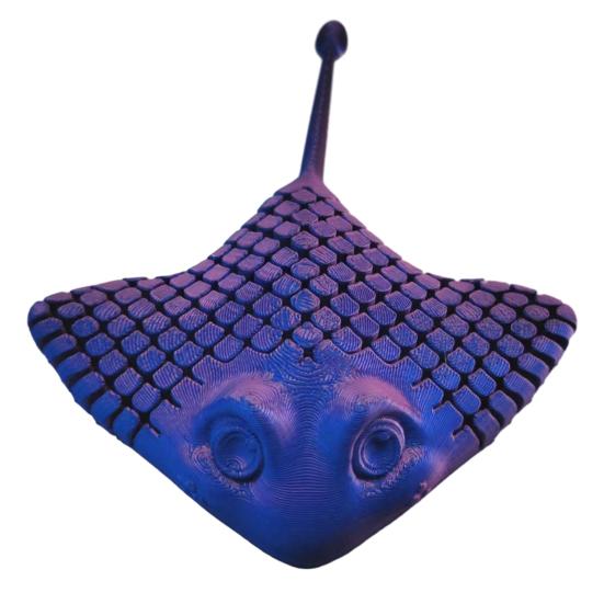 Yousheng 3D Printed Manta Ray Fidget Toy, Articulated Manta Ray Stress Relief Toy, Flexible Ocean Sea Animal Figurine, Desk Decoration for фиолетовый