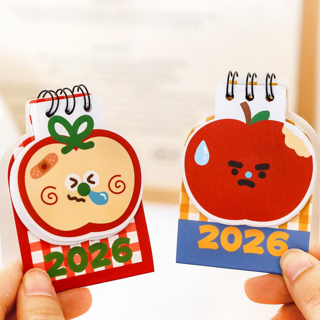 2026 Mini Apples Desktop Calendar Colorful Cute Plan Punch Calendar Gift Desk Calendar Office Desktop Ornaments