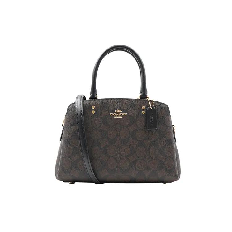 COACH Lillie Cow Leather Handbag , Shoulder Bag , Crossbody Bag Small Women's Dark Brown (Unisex) Handbags 91494 IMAA8