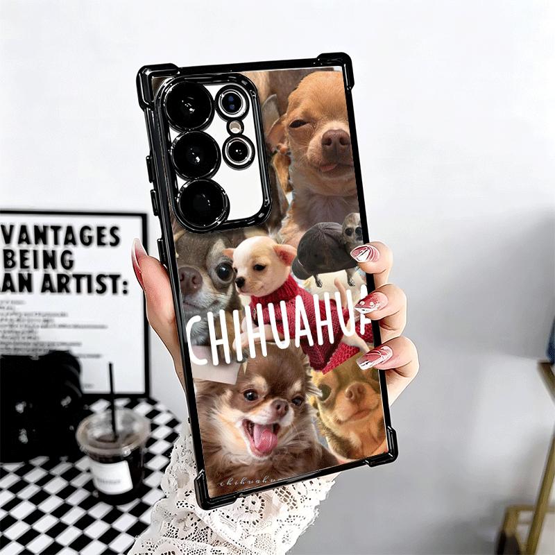 Chihuahua Puppy Teacup Dog Plating Phone Case For Samsung Galaxy S24 S25 FE S26 Edge S23 Ultra S22 S21 Plus S20 Anti-Fall Airaba