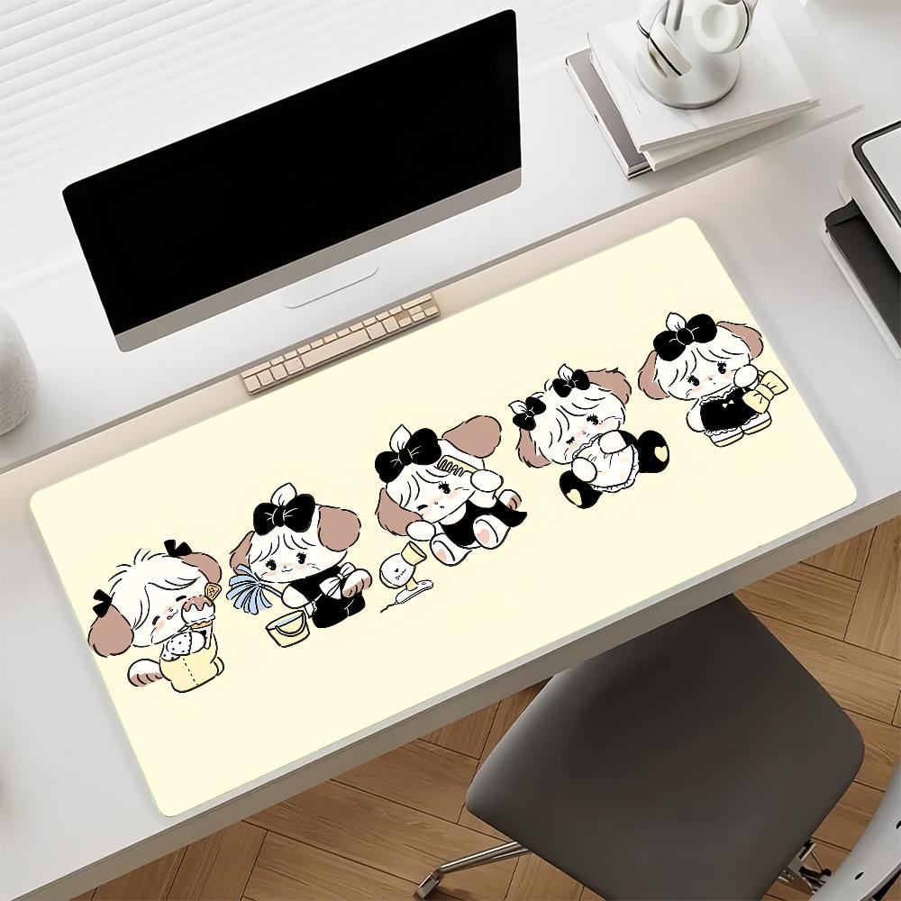 Gaming Mouse Pad Large Desk Mat Antislip Stitched Edges Cute Pink Cartoon Cat Nonslip Mat for Gaming Office Use