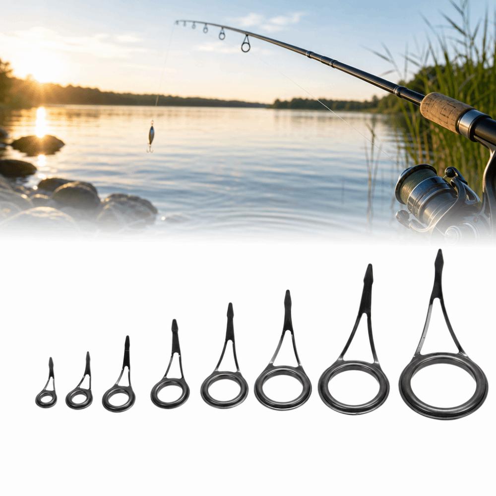 16PCS 8 Size Fishing Rod Guides Sets Stainless Steel Spinning Rod Guides  Replacement Guide