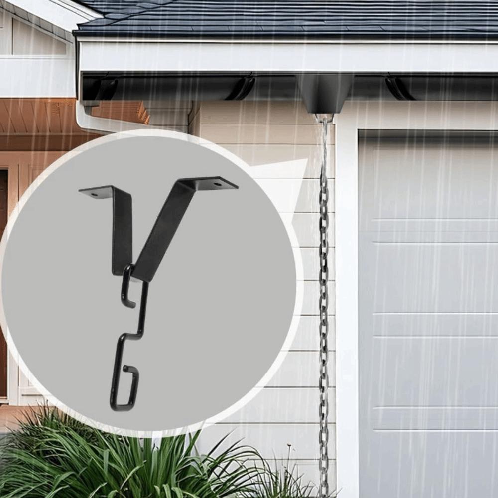 Iron Rain Chain Adapter Black Gutter Adapter V Shaped Hook  Exterior Installation