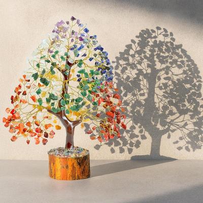 Tree of Life for Positive Energy - Feng Shui Decor, Fake Bonsai, Crystals and Healing Stones, Money Tree, Room Decor 7 Chakra