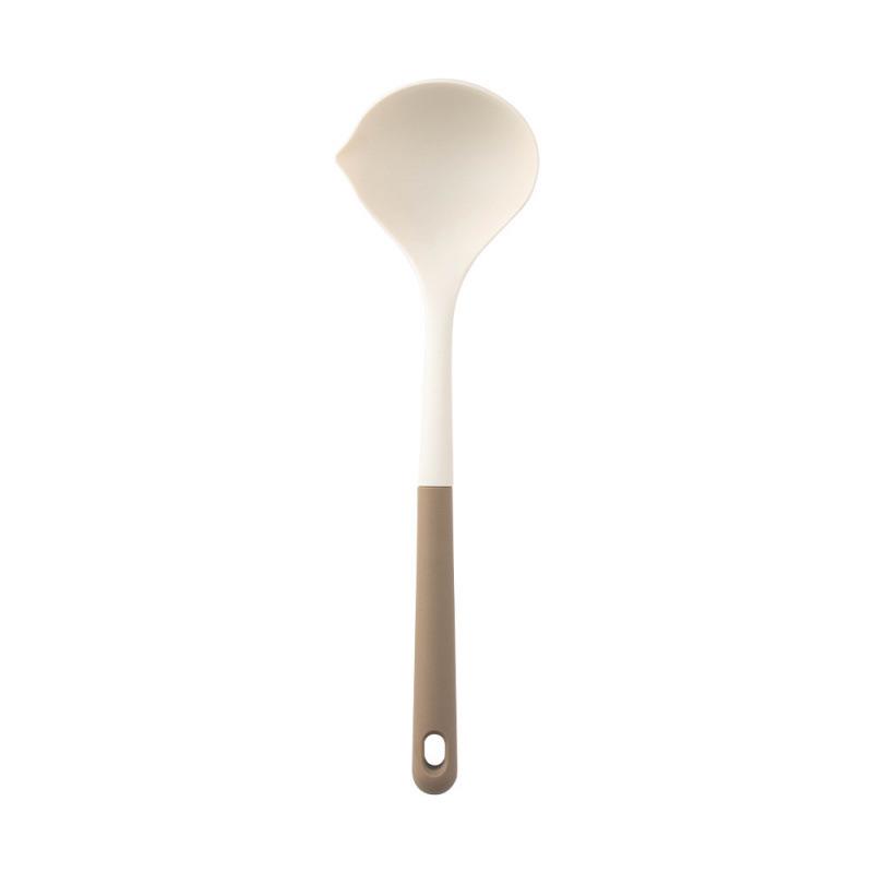 Heat-Resistant Silicone Kitchenware Set: Spatula, Soup Ladle, Slotted Spoon, Rice Spoon, Frying Pan Scraper, Oil Brush, and Flour Grabber.