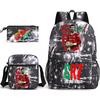 Large Capacity Schoolbag with Shoulder Strap; Student Three-piece Pencil Case Set