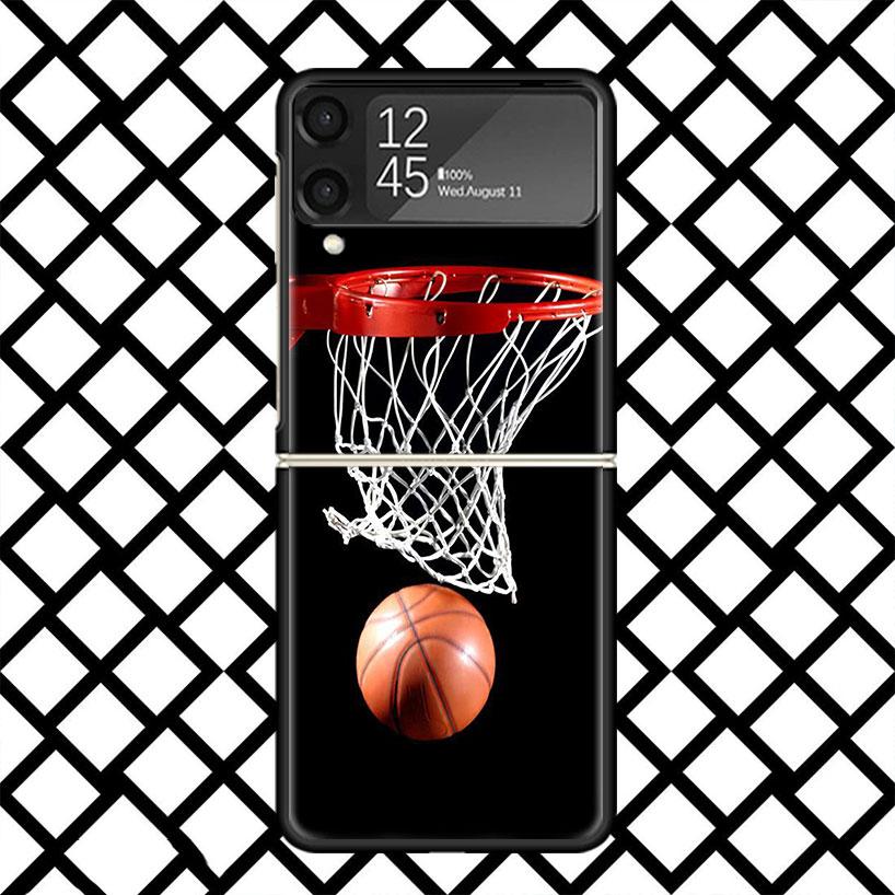 Basketball Basket Sports Phone Case For Samsung Z Flip 7 6 5 4 3 Galaxy ZFLIP7 ZFlip6 5G Flip5 Flip4 Flip3 5g Black Hard Cover