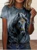 Women's T-shirt - Gorgeous Gold Plated Blue Horse Pattern