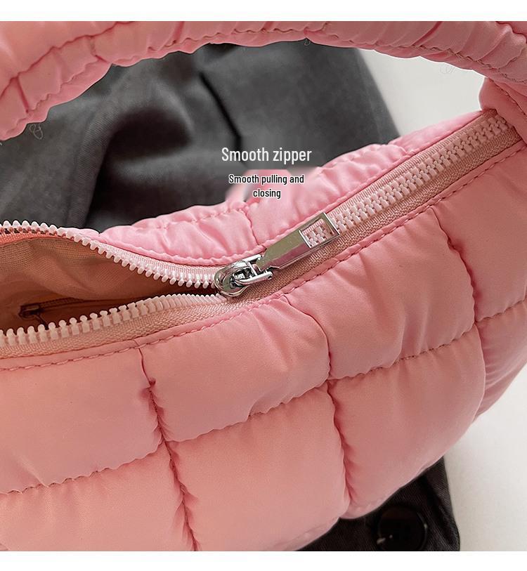 Korean Pleated Plaid Cloud Mini Handbag 2024 – Chic Downy Underarm Bag