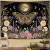 Moon Moth and Floral Tapestries Witchy Cottagecore Tapestries Mystical Nature Wall Tapestry Bedroom Dormitory Living Decoration
