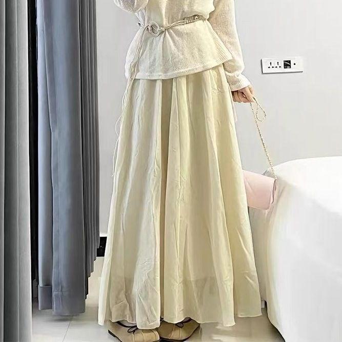 

Korean Style Plus Size Slimming Top & Skirt Set for Women - Spring/Summer L (Recommended 100-120 jin)