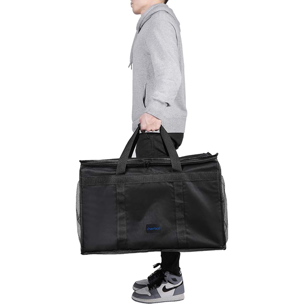 Cherrboll Eco Bag, Large Capacity, Waterproof, Foldable, Net Point, Insulated, Storage Bag, Bento Lunch Bag, Black