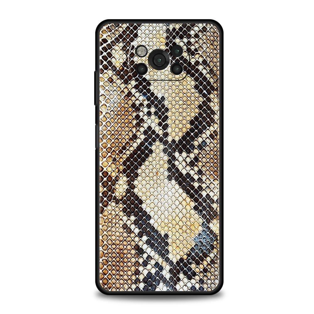 Pretty Luxury Snake Skin Phone Case For For Xiaomi Poco X6 X5 Pro X4 X3 NFC F5 Pro F4 F3 GT M5 M4 Pro 5G M3 C51 C50 C55 Cover