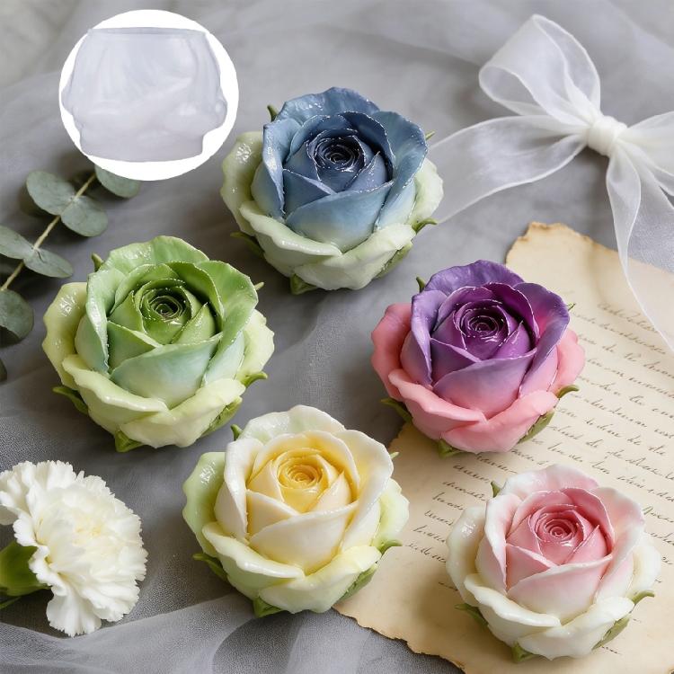 Rose Flower Design Silicone Candle Mold High Temperature Resistance Soap Chocolate Molds Baking Accessories